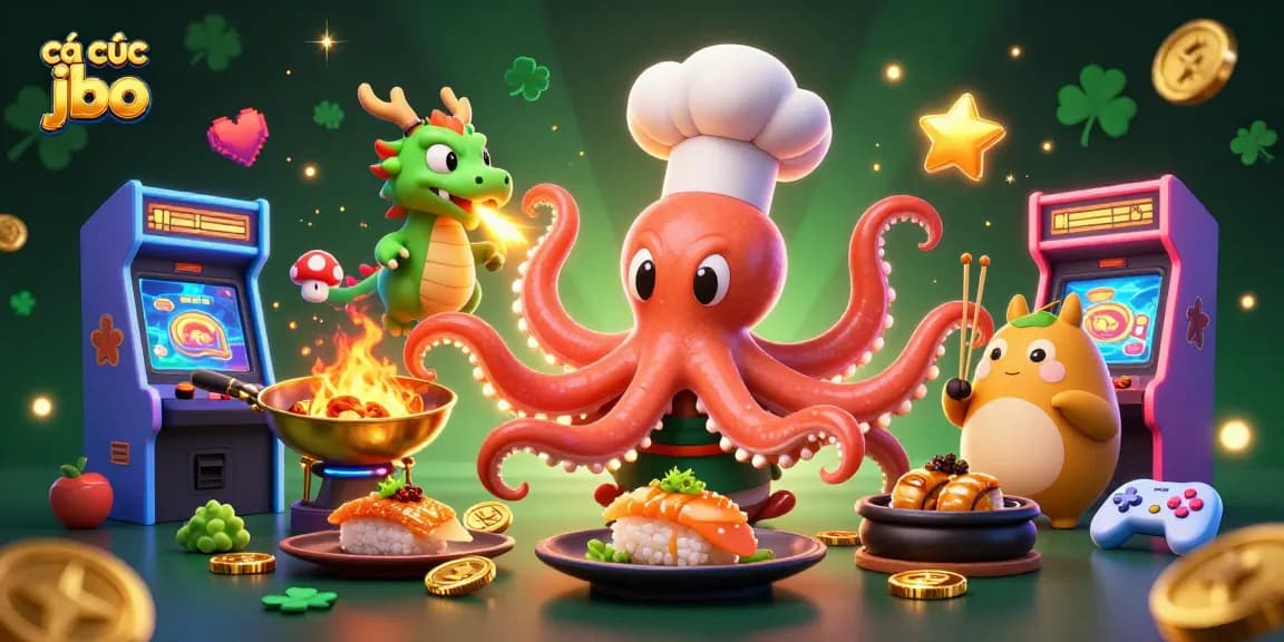 Experience cá cược jbo with a vibrant illustration of lively gambling elements and friendly characters