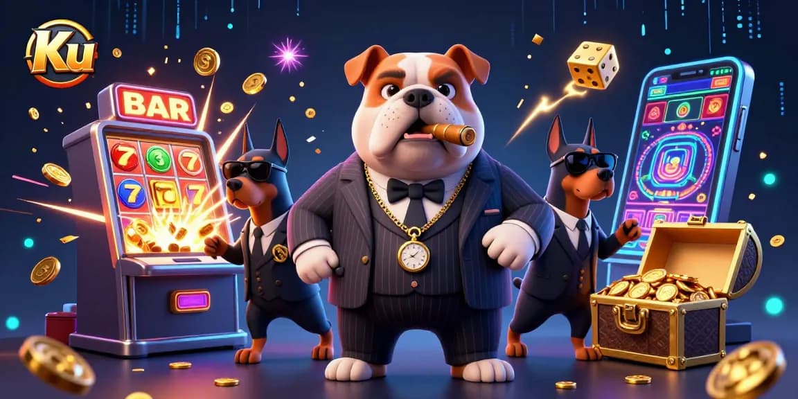 Engage with Ku's thrilling casino world featuring vibrant slot machines and dynamic characters.