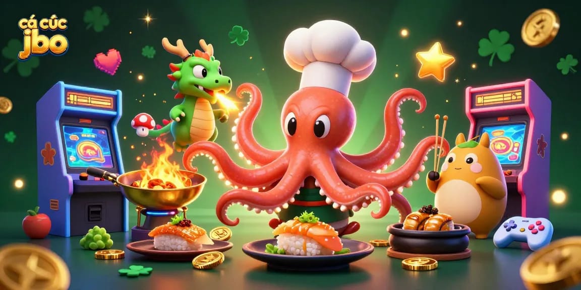 Experience cá cược jbo with a vibrant illustration of lively gambling elements and friendly characters