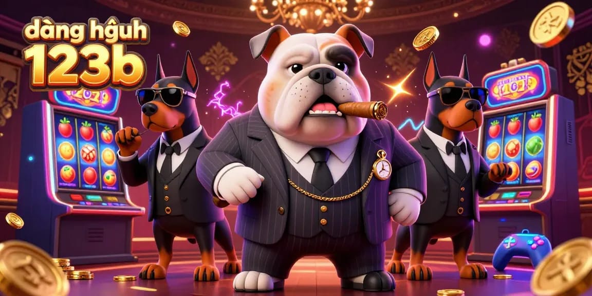 Experience the fun of đăng nhập 123b with vibrant 3D casino elements and cartoon characters.