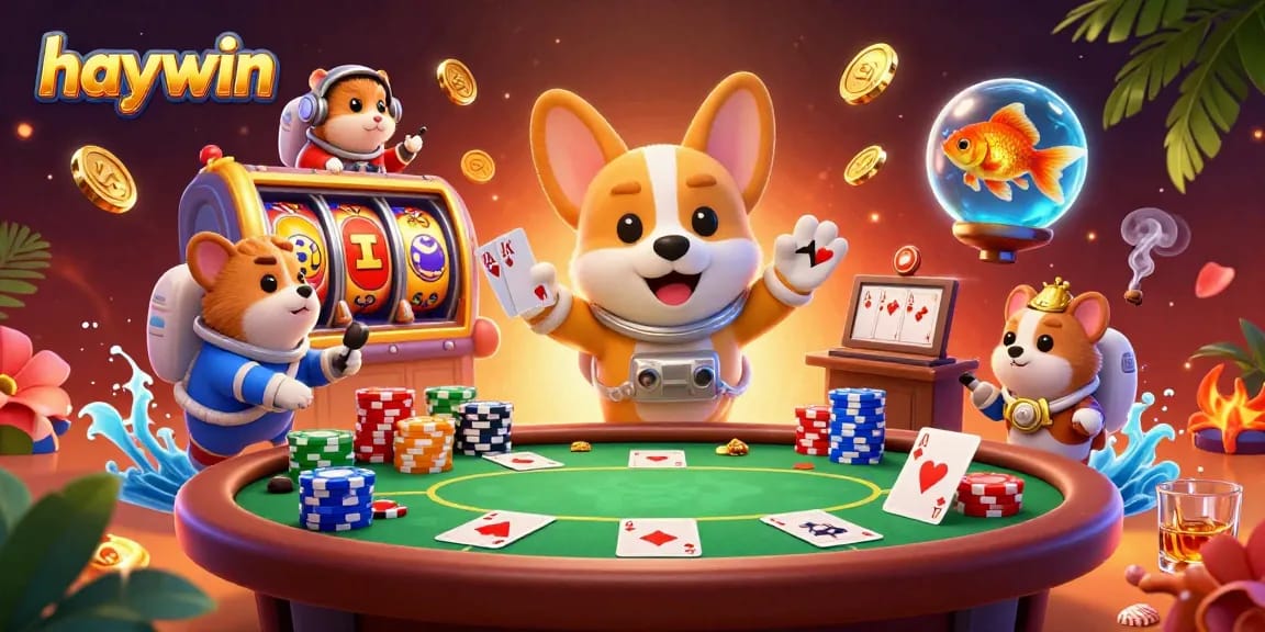 Experience exciting gameplay with haywin slot reels, golden coins, and whimsical characters in an animated casino.
