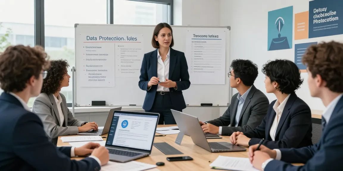 Engagement in Datenschutz Dienstleistung discussion for data protection strategies in a professional business setting.