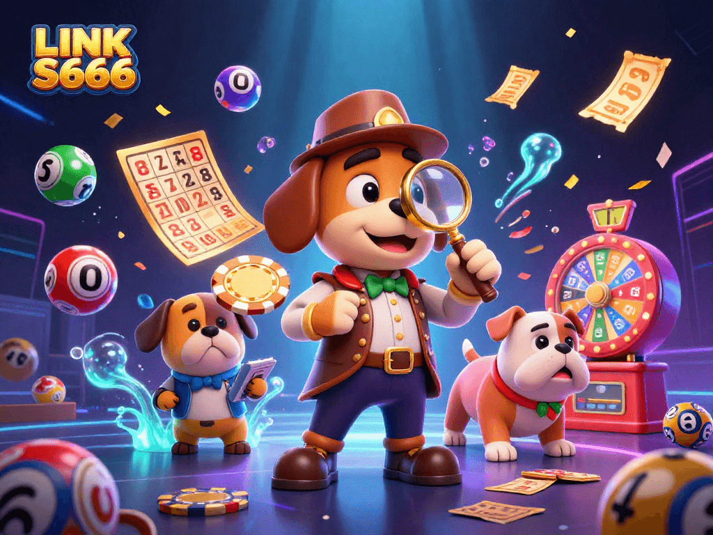 Uncover the excitement of LINK S666 with a detective dog and vibrant casino elements in thrilling action!
