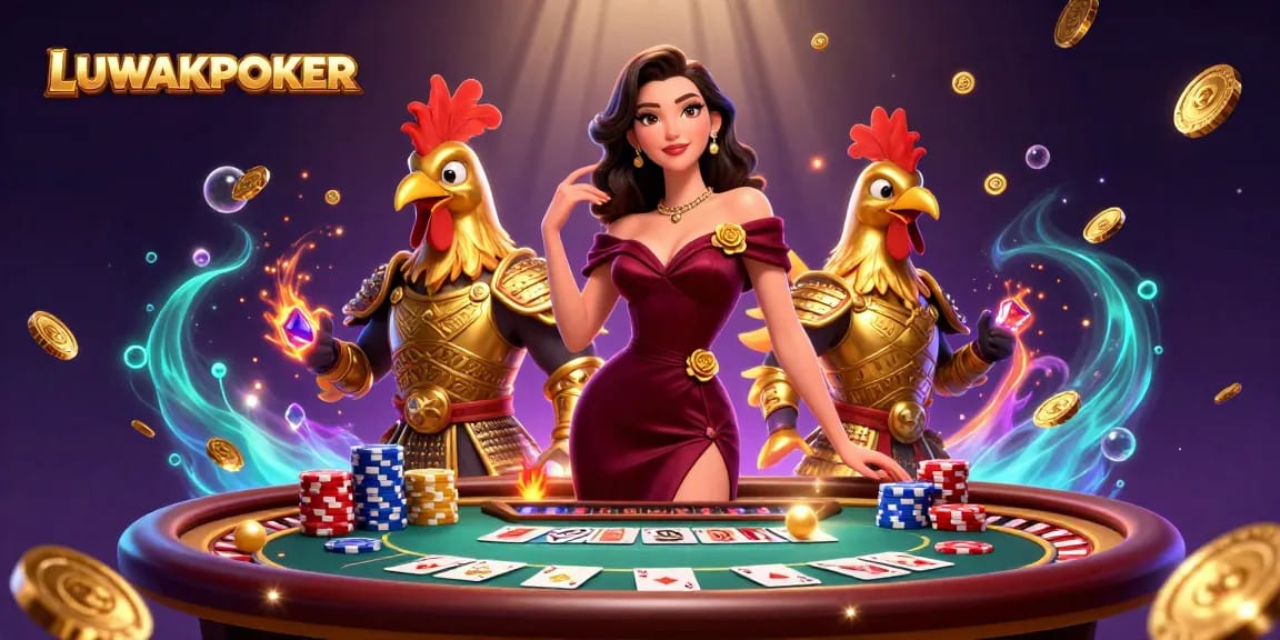 Join the excitement at LUWAKPOKER with the glamorous poker scene featuring stunning characters and dynamic casino elements.