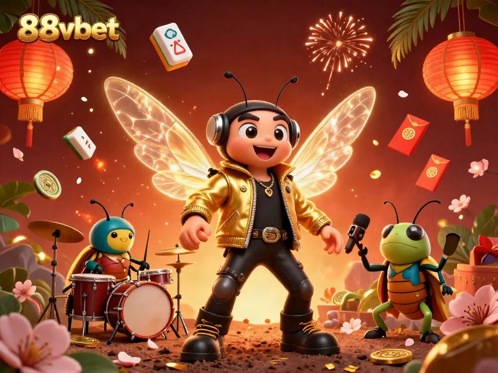 Experience the excitement of 88vbet with vibrant casino-themed characters and games in this detailed 3D illustration.