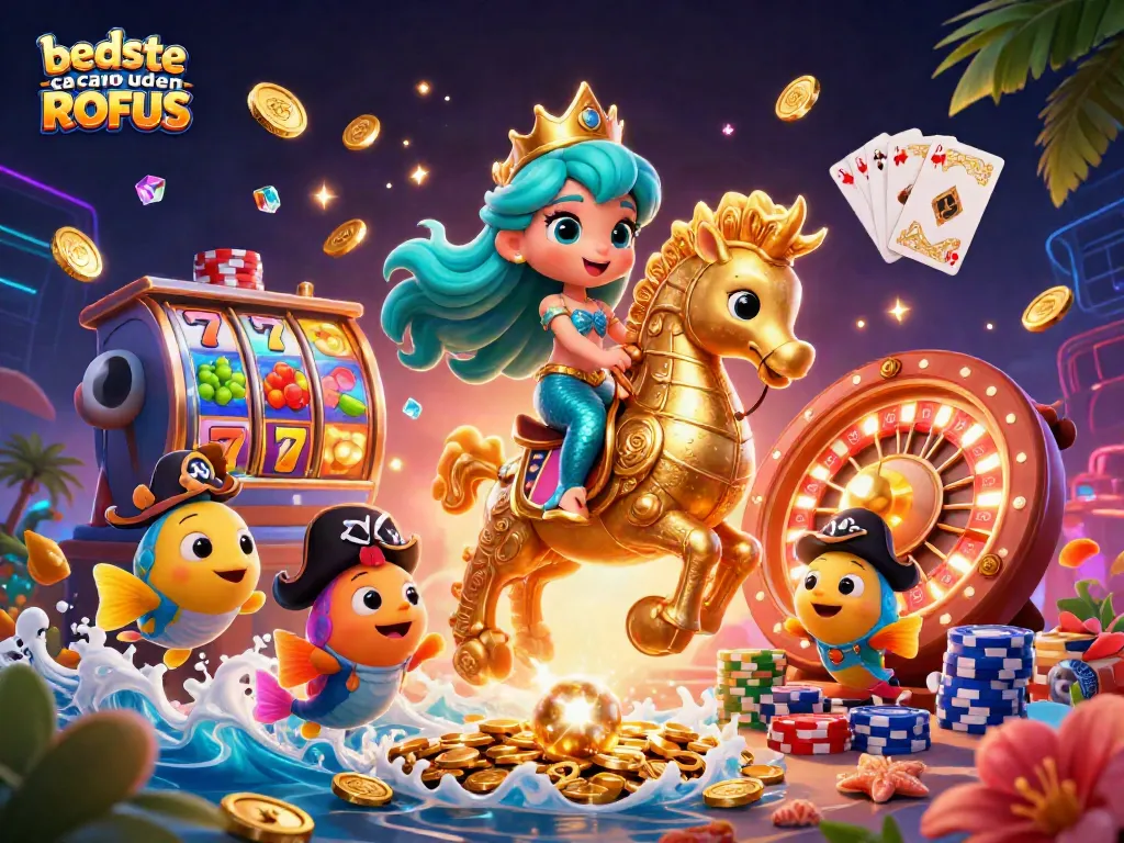Experience the adventure at bedste casino uden ROFUS with a vibrant illustration of a mermaid princess and her seahorse friend.