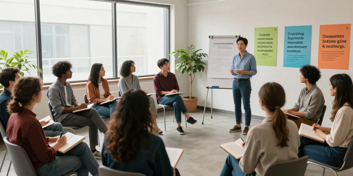 Inspirierende Workshop-Szene mit Tipps zur Persönlichkeitsentwicklung.