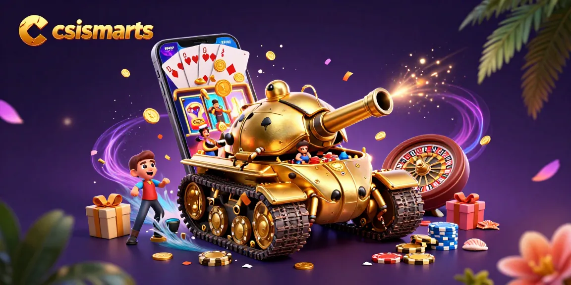 Experience winnings with csismarts inside a 3D beetle tank casino, featuring dynamic games and gold!