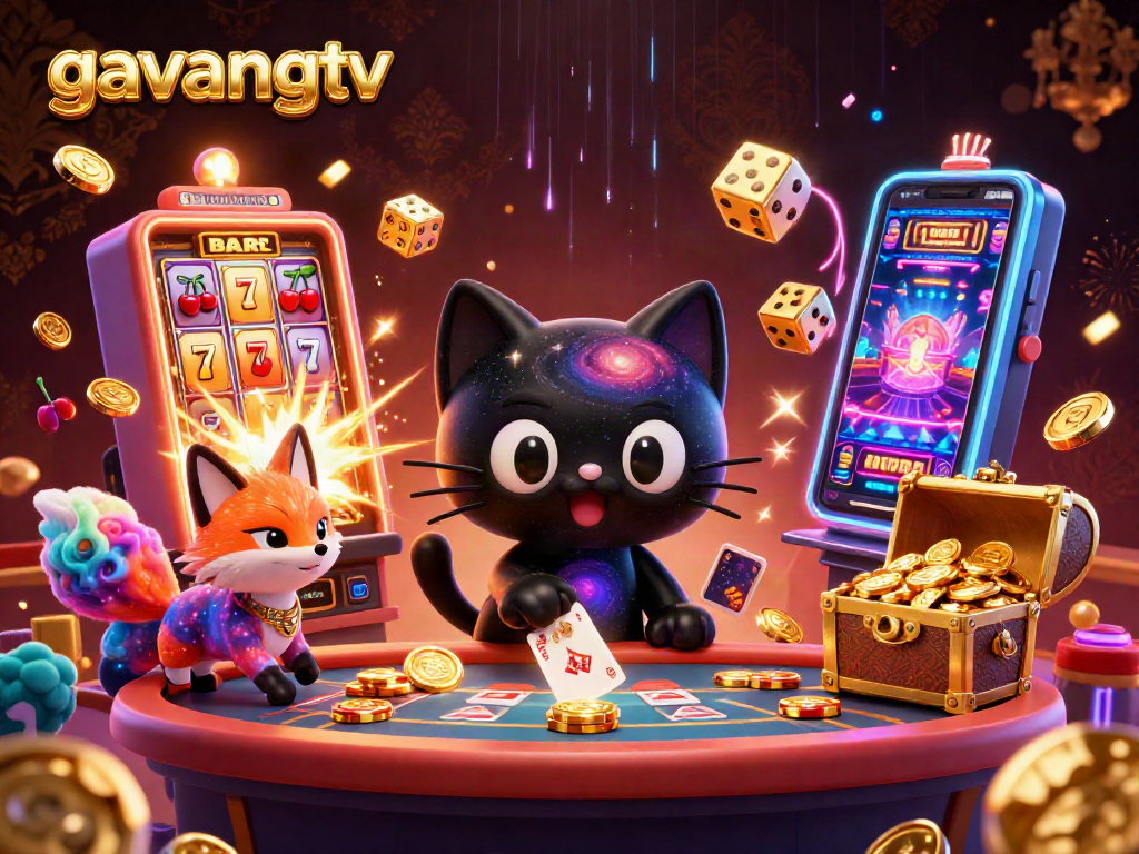 Engage with live games at gavangtv's cosmic casino showcasing vibrant 3D elements and characters.