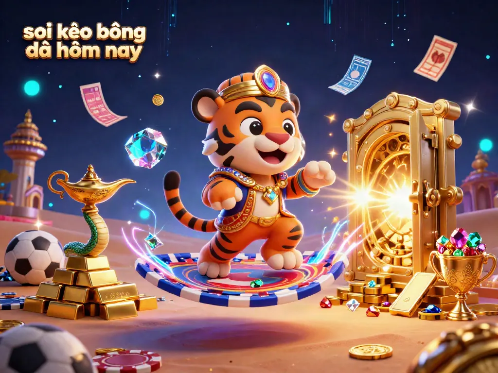 Soi kèo bóng đá hôm nay showcases dynamic sports betting elements with a vibrant 3D illustration.