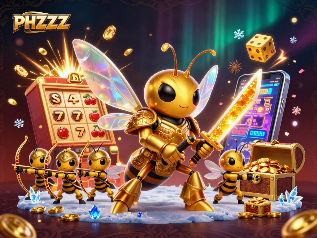 Engage with the thrilling PHZZZ ambiance of a vibrant casino scene with dynamic gaming elements.