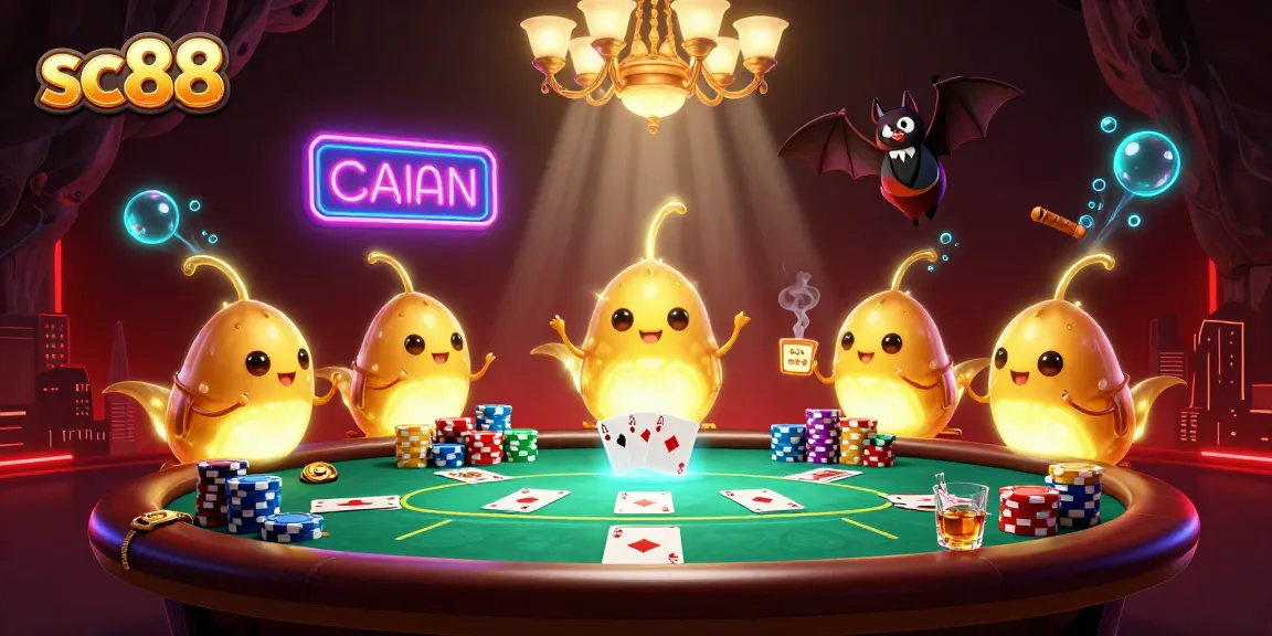 Experience thrilling poker action at sc88 with glowworms lighting the game.