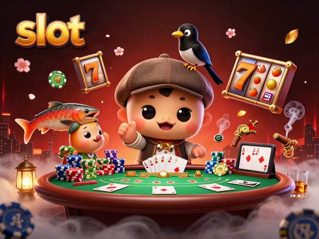 Engage in thrilling slot action with cartoon Nessie and friends in a vibrant casino setting.