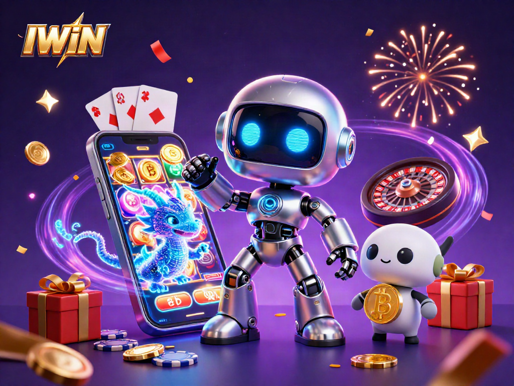 IWIN showcases thrilling gameplay with 3D characters in an exciting casino environment featuring vibrant slot games and poker.