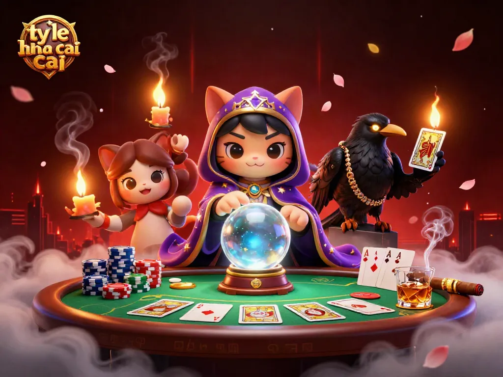 Betting with ty le nha cai while enjoying a mystical casino scene filled with poker elements.