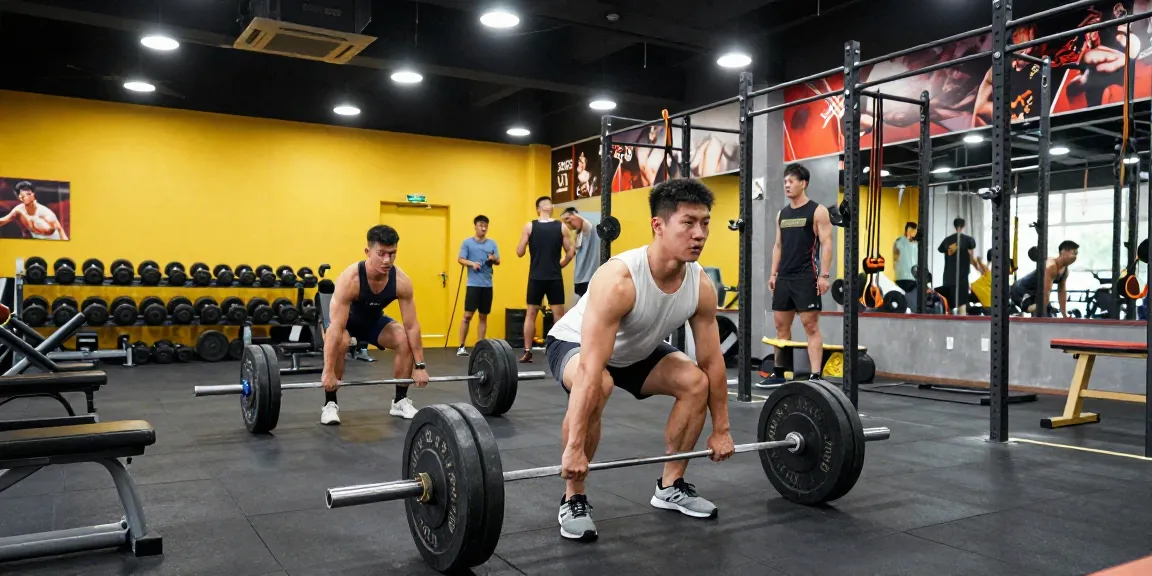 Bodybuilder demonstriert die Effektivität von Prime Pharma Steroiden durch intensives Kreuzheben in einer lebhaften Trainingsumgebung.
