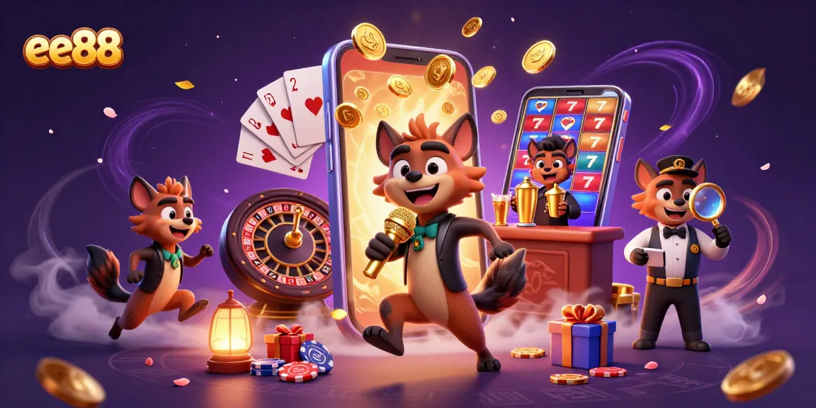 Experience excitement at ee88 with animated hyenas in a vibrant comedy casino club scene.