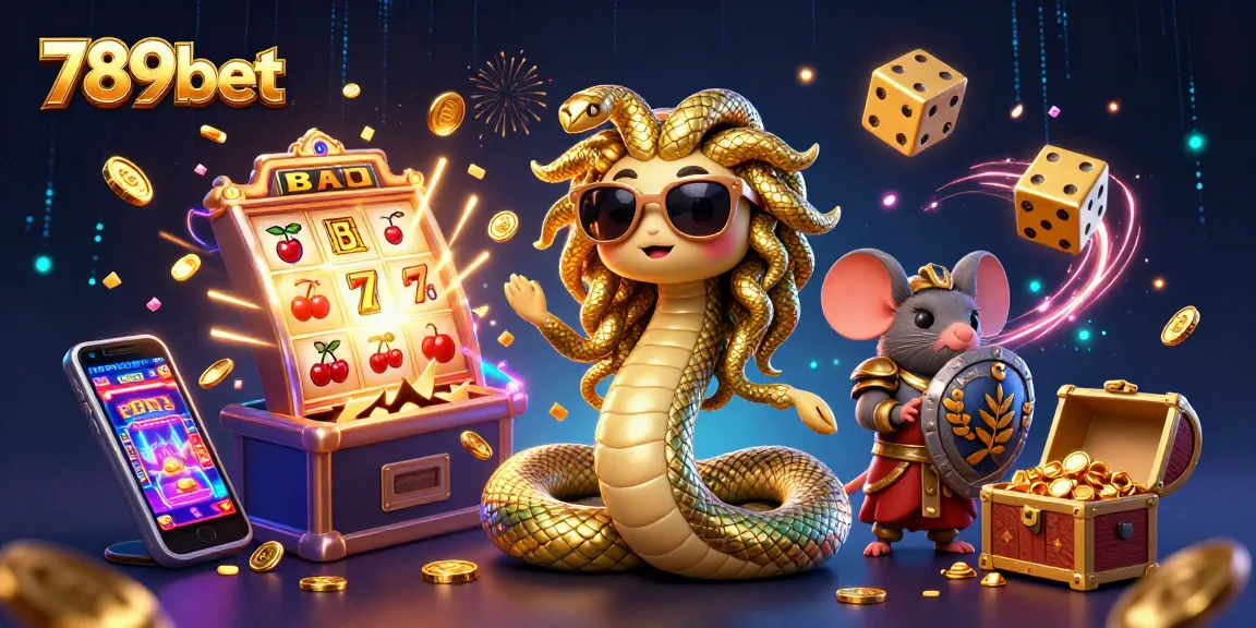 Experience 789bet's thrill with cute Medusa, gold coins, and vibrant slot machine action!