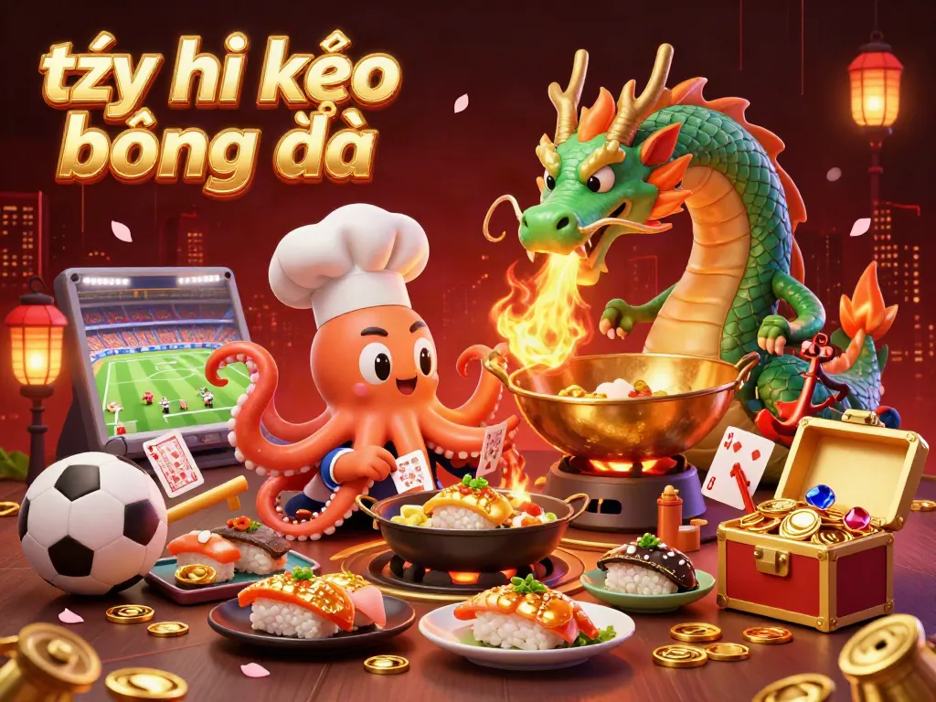 Experience sports betting with tỷ lệ kèo bóng đá in a vibrant 3D illustration featuring playful characters and dynamic soccer elements.
