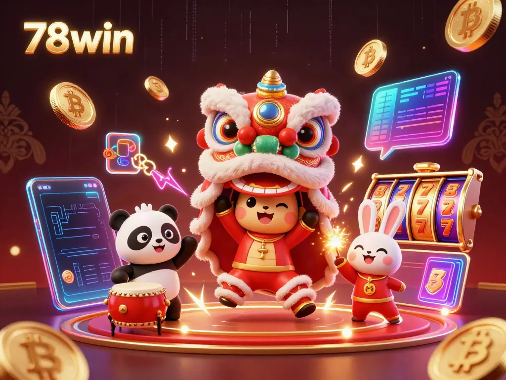 Engage in exciting wins with 78win's vibrant 3D representation of a festive casino atmosphere.