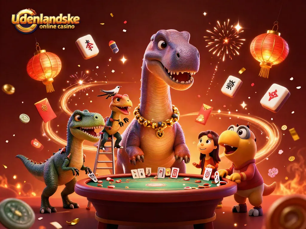 Engage with udenlandske online casino featuring vibrant 3D illustration of playful characters and winning game elements.