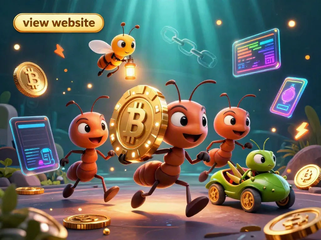 Engaging 3D illustration depicting ants in a heist scenario, showcasing the casino-themed 'view website' elements creatively.