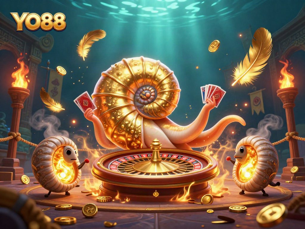 Experience thrilling gameplay at YO88 with an ancient nautilus themed roulette and glowing companions.
