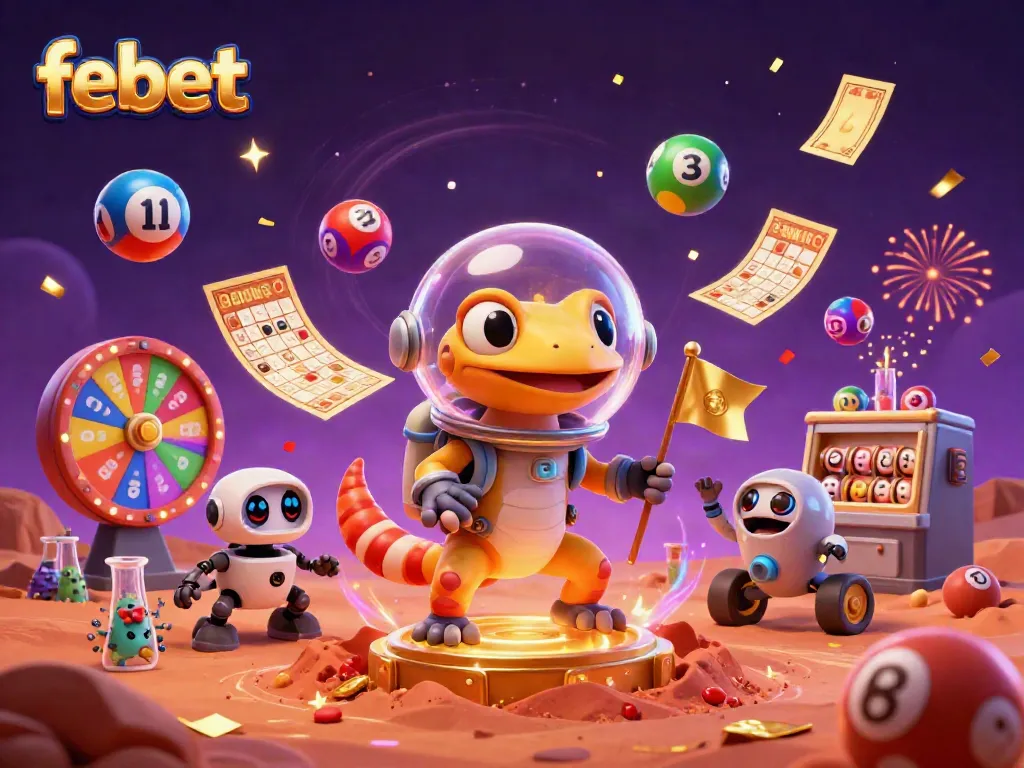 Experience the thrilling casino adventure with febet featuring a Martian gecko and treasure.