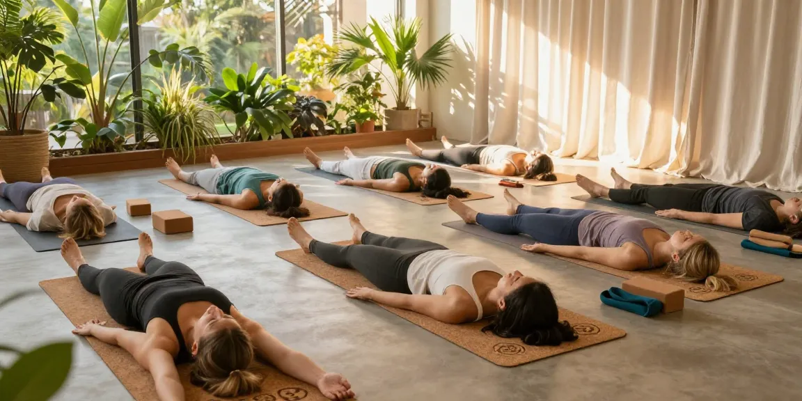 Engaging yoga class on unique Yogamatte Kork personalisiert, showcasing personalized cork designs and a serene studio atmosphere.