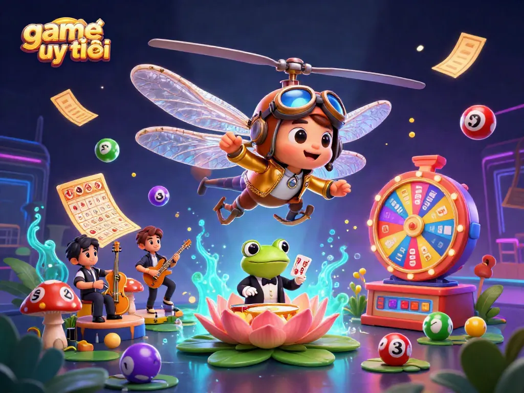 Experience game đổi thưởng uy tín with vibrant casino elements and colorful lottery activities.