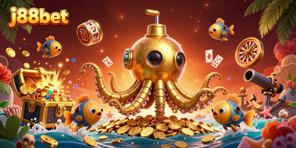 Experience the thrill of j88bet with a vibrant 3D casino illustration featuring gold coins and exciting game elements.