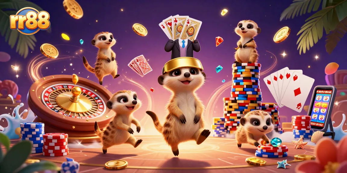Experience thrilling gameplay at rr88 as meerkats manage a vibrant casino with sparkling gems.