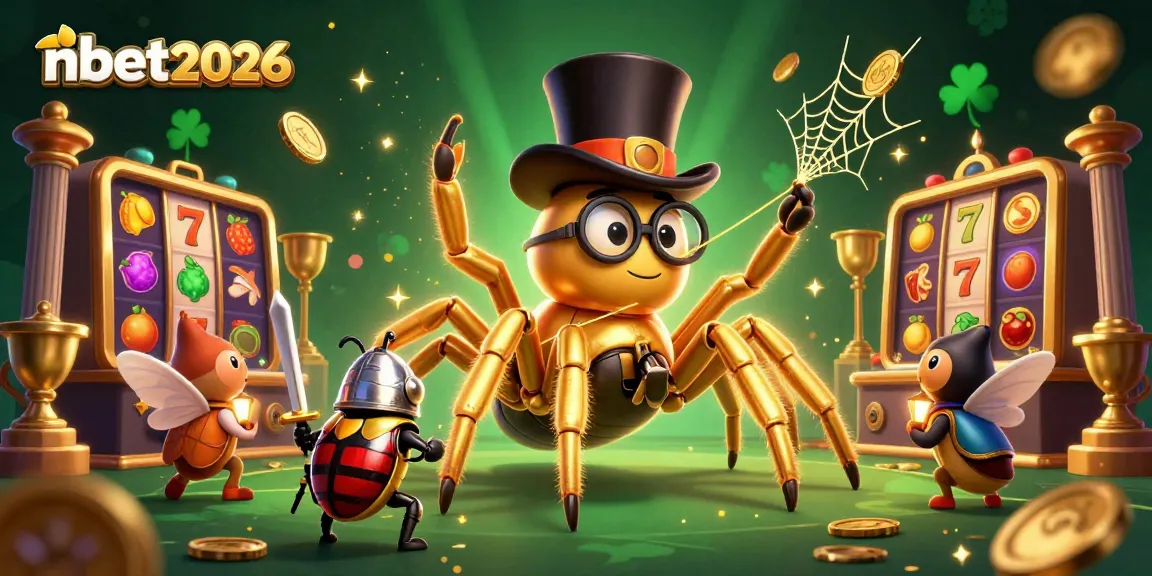 Engage with nbet2026 through this captivating casino illustration showcasing a golden tarantula and beetle knight.