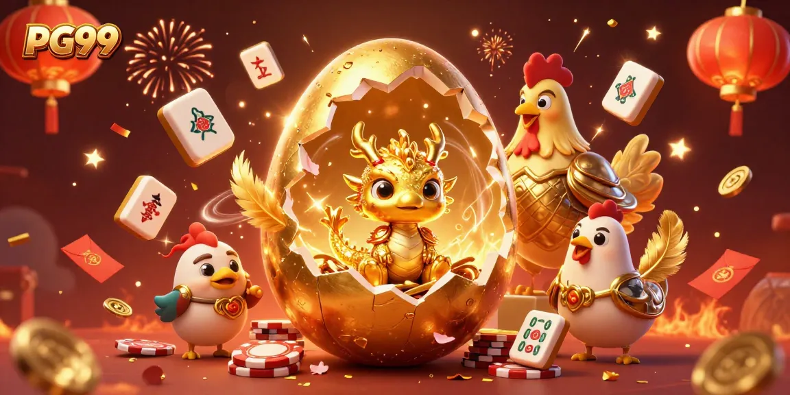 Experience the excitement of PG99 with a golden dragon and poker chips in an ultra-detailed casino scene.