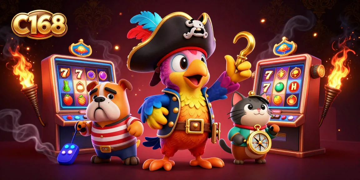 C168 players spin colorful slots and enjoy exciting casino experiences in a vibrant 3D scene.